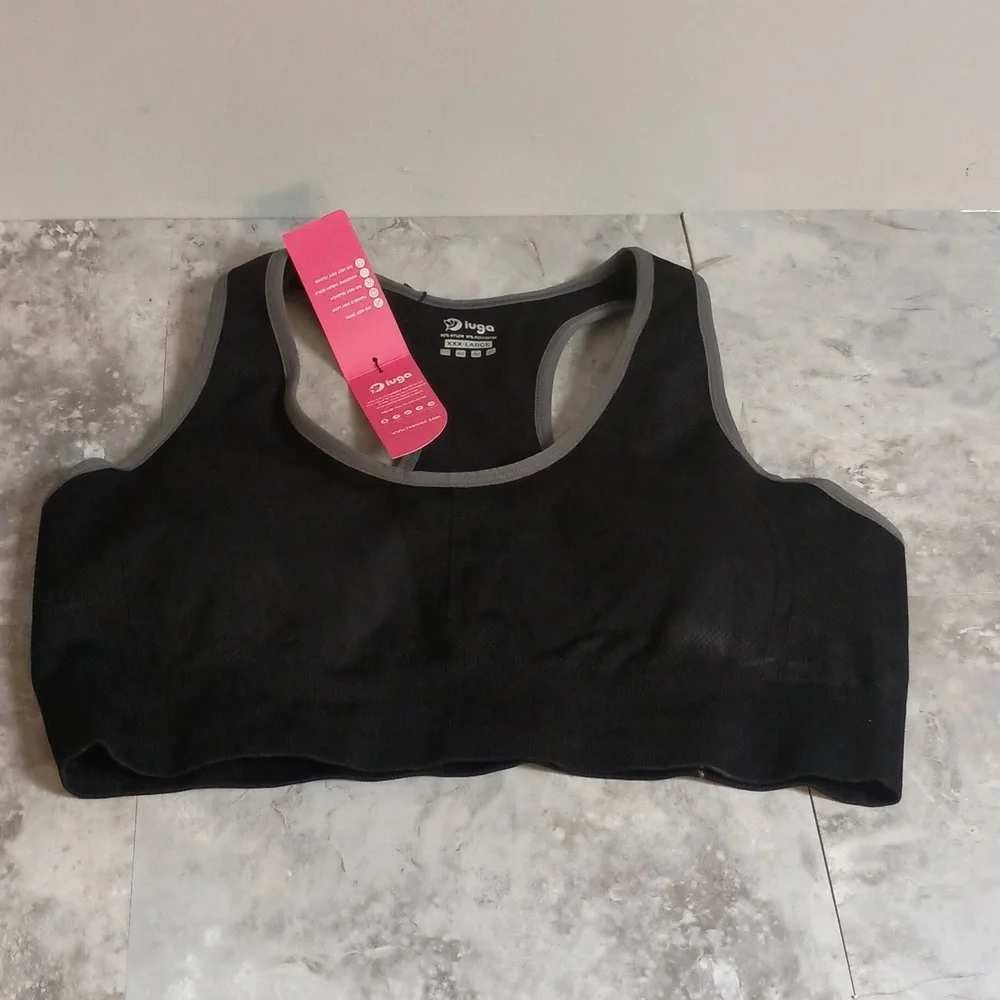 Women's Size XXXL High Impact Racerback Sports Bra Padded Black - Picture 5 of 10